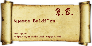Nyeste Balázs névjegykártya